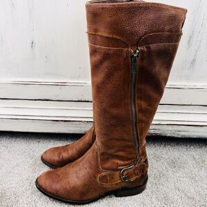 Coconuts by Matisse Chaser Brown Vegan Leather Buckled Zip up Riding Boots Sz 7M